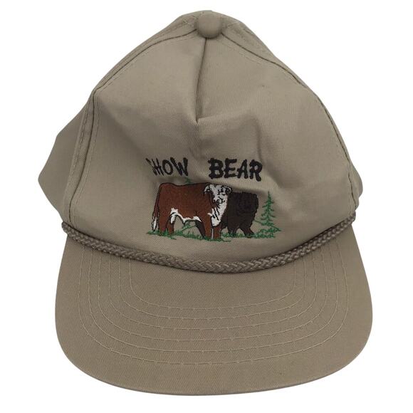 Vintage YoungAn Headwear Snapback “Show Bear” Rope Embroidered Baseball Cap Hat - Picture 1 of 7